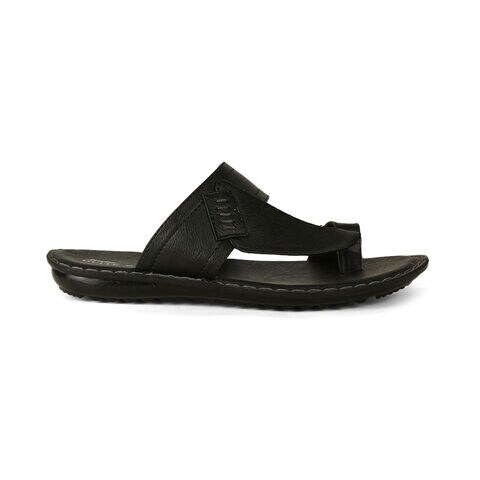 Bata black casual toe ring slippers for men